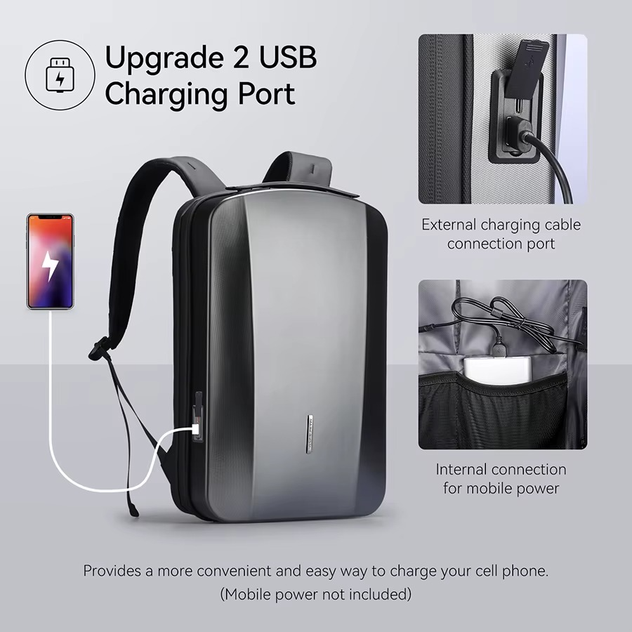 حقيبة ظهر مارك رايدن 8918 المضادة للسرقة مع منفذ شحن وتصميم مريح